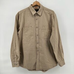 Timberland Long Sleeve Shirt Heavy Cotton Work Shirt Size Large Khaki